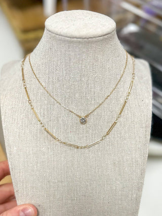 Water Resistant Clear Rhinestone W/ Gold Chain Layered 16” - 18” Necklace - Everyday EDEN Boutique & Gifts