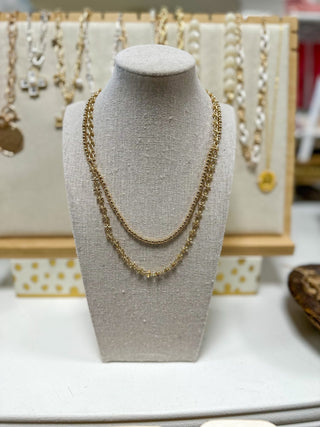 Water Resistant Double Layered Gold Beaded & Chain Multi Way 16” - 18” Necklace - Everyday EDEN Boutique & Gifts