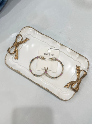 Water Resistant Gold Beaded W/ Light Multi Crystals Earring 2" Hoop - Everyday EDEN Boutique & Gifts