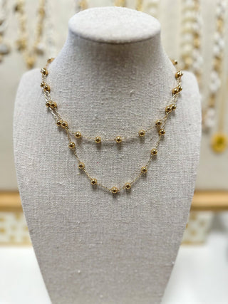Water Resistant Gold Chain W/ 2MM Gold Beaded Layered Magnetic Closure 16” - 18” Necklace - Everyday EDEN Boutique & Gifts