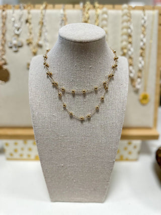 Water Resistant Gold Chain W/ 2MM Gold Beaded Layered Magnetic Closure 16” - 18” Necklace - Everyday EDEN Boutique & Gifts
