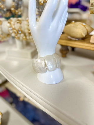 White Acrylic 1.25” Wide Stretch Bracelet - Everyday EDEN Boutique & Gifts