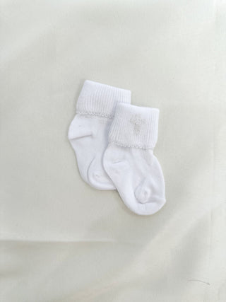 White Blessed Embroidered Socks - Magnolia Baby - Everyday EDEN Boutique & Gifts