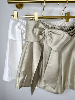 White Chic Affair High Waist Bow Shorts - Everyday EDEN Boutique & Gifts