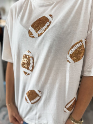 White Dazzling Football Top - Everyday EDEN Boutique & Gifts