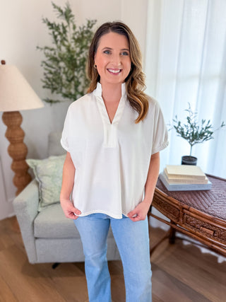 White Easy Charm Short Sleeve Top - Everyday EDEN Boutique & Gifts