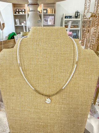 White & Gold Flower Charm Necklace - Everyday EDEN Boutique & Gifts
