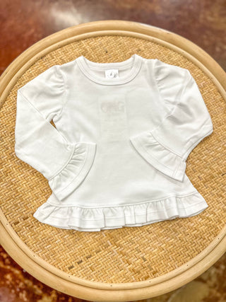 White Long Sleeve Ruffle Shirt - Everyday EDEN Boutique & Gifts