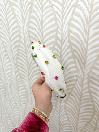 White Mardi Gras Season Headband - Everyday EDEN Boutique & Gifts