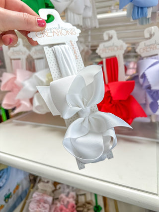 White Pantyhose Headband Grosgrain Bow - Everyday EDEN Boutique & Gifts