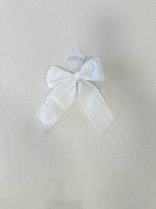 White Seersucker Tail Bow - Everyday EDEN Boutique & Gifts