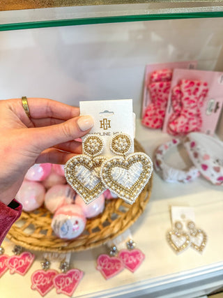 White Sweetheart Embellished Earrings - Everyday EDEN Boutique & Gifts
