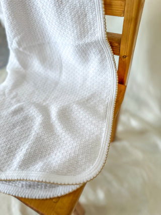 White W/ Gold Trim Paty Pal Knit Swaddle/Blanket - Everyday EDEN Boutique & Gifts
