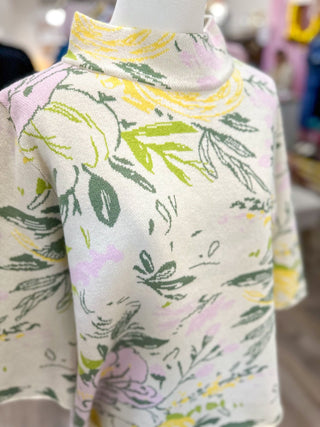 Wildflower Sketch Mock Neck Sweater - Everyday EDEN Boutique & Gifts