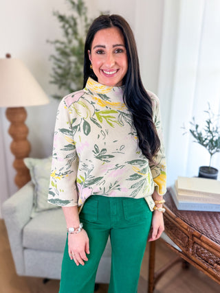 Wildflower Sketch Mock Neck Sweater - Everyday EDEN Boutique & Gifts