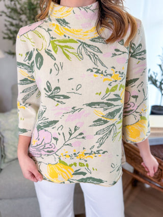 Wildflower Sketch Mock Neck Sweater - Everyday EDEN Boutique & Gifts