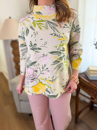 Wildflower Sketch Mock Neck Sweater - Everyday EDEN Boutique & Gifts