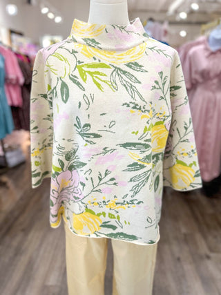 Wildflower Sketch Mock Neck Sweater - Everyday EDEN Boutique & Gifts