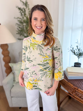 Wildflower Sketch Mock Neck Sweater - Everyday EDEN Boutique & Gifts