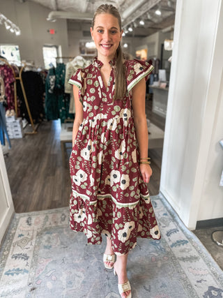 Wine Petal Midi Dress - Everyday EDEN Boutique & Gifts