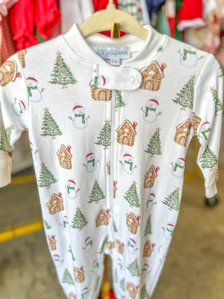 Wonderland Christmas Print Zipper Footie - Everyday EDEN Boutique & Gifts