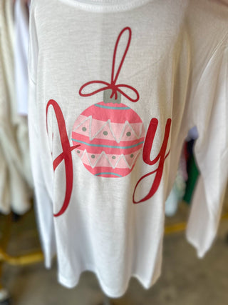 Youth Wonderland Joy Long Sleeve Crew Neck T-Shirt White/Red/Pink - Everyday EDEN Boutique & Gifts