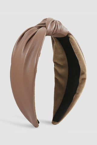 Brown Soft Faux Leather Headband