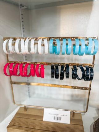 Hot Pink Acrylic And Gold Hoop Earrings - 1.75" - Everyday EDEN Boutique & Gifts