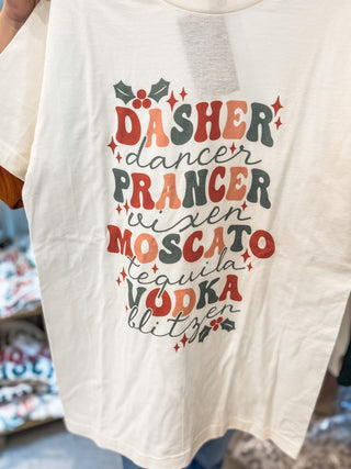 Dasher Dancer Prancer Vixen Tipsy Holiday Graphic Tee