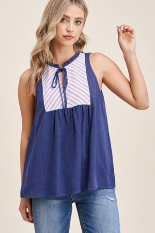 Little Miss America Keyhole Tie Front Top