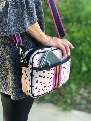 Pink Animal Print Neoprene Crossbody